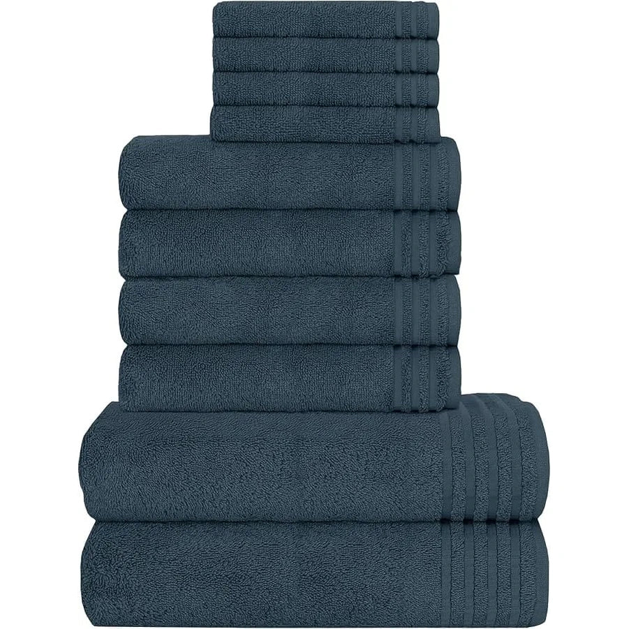 OLIVIA ROCCO 10 Piece Monaco Luxury Egyptian Cotton Towel Set Charcoal