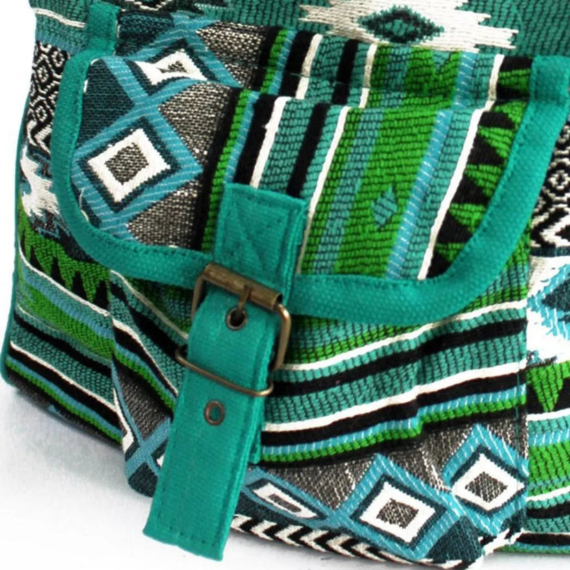 Ancient Wisdom Small Backpack Indian Cotton - Jacquard Casual Bag - Chocolate or Teal Luggage & Bags > Backpacks > Small Indian Cotton Backpack > Jacquard Casual Bag emmy-jane-boutique.myshopify.com