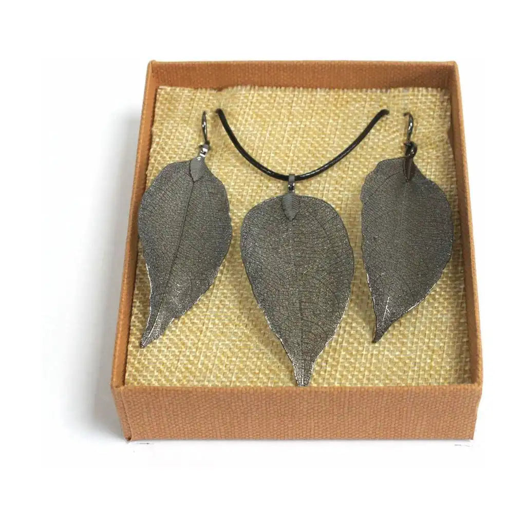 Ancient Wisdom Real Leaf Jewellery Set - Necklace & Earrings - Gold Clothing & Accessories > Jewellery & Watches > Jewellery Sets > Real Leaf Jewellery Sets emmy-jane-boutique.myshopify.com