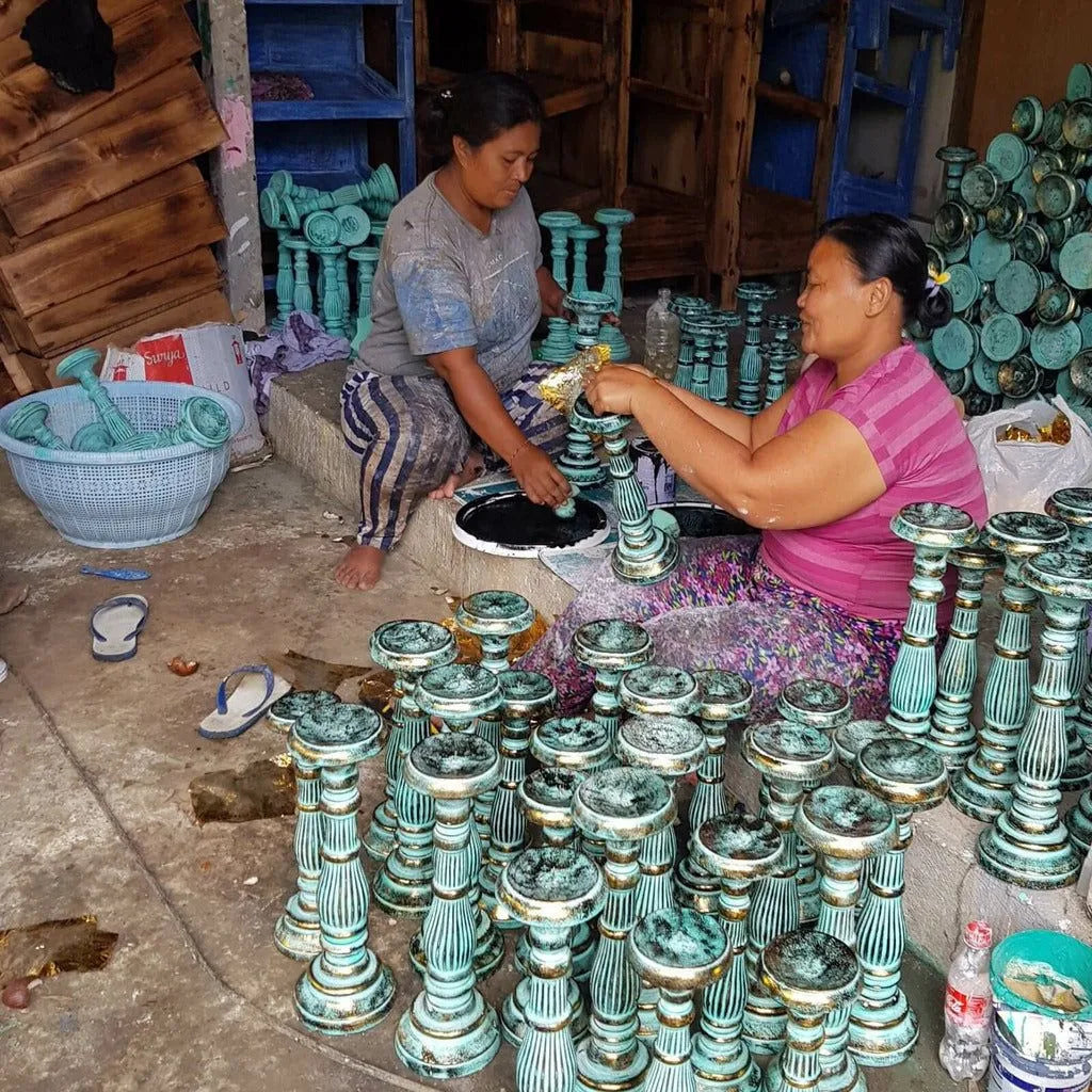 Emmy Jane Hand Carved Vintage Style Wooden Candle Stands - Sustainable Albesia Wood Home & Garden > Decor > Home Fragrance Accessories > Candle Holders > Wooden Candlesticks emmy-jane-boutique.myshopify.com