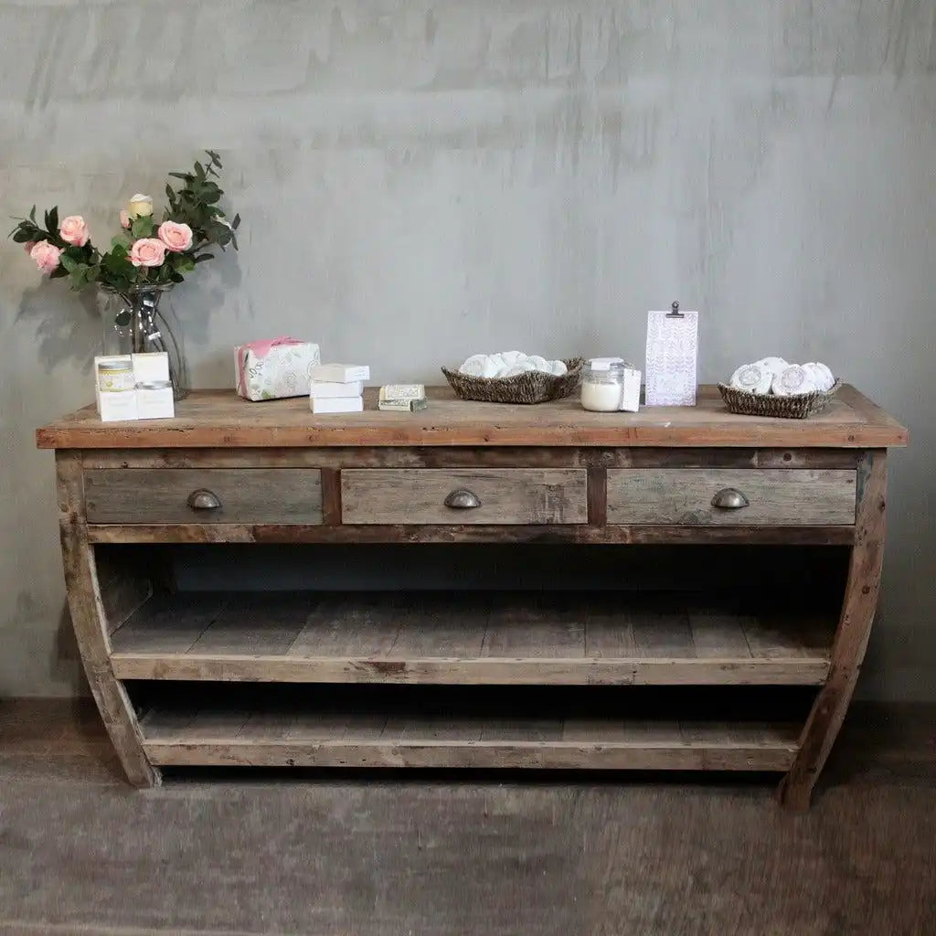 Ancient Wisdom Recycled Wooden Table - Upcycled Teak Wood Sideboard - Fairly Traded Furniture > Tables > Kitchen & Dining Room Tables emmy-jane-boutique.myshopify.com