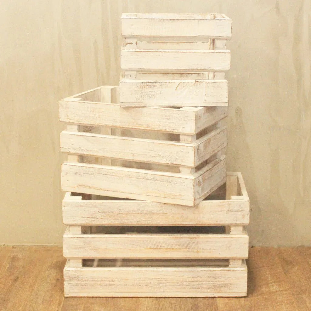 Ancient Wisdom Natural Storage Wooden Fruit Box set of 3 - Brown Blue Green or White Home & Garden > Household Supplies > Storage & Organisation > Household Storage Containers > Wooden Boxes > Natural Storage Solutions > Wooden Fruit Box Sets emmy-jane-boutique.myshopify.com