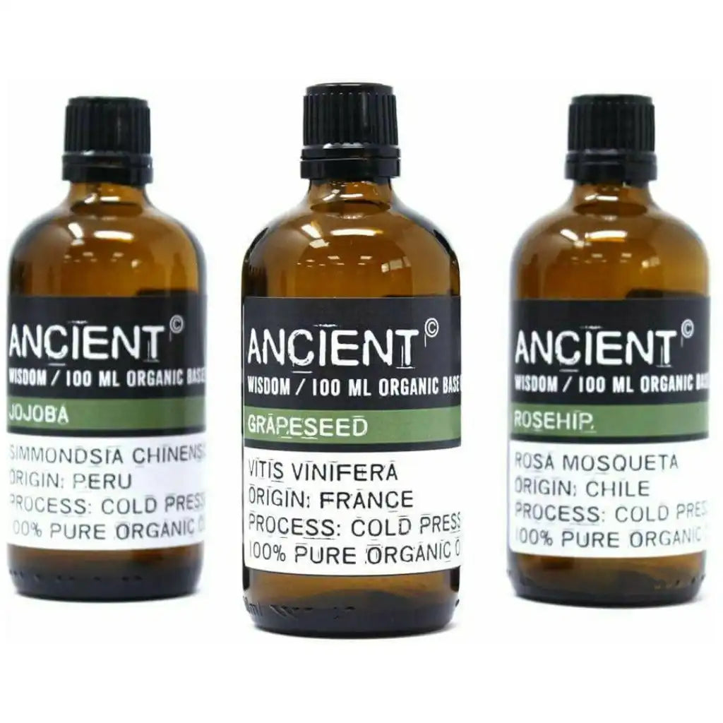 Ancient Wisdom Organic Aromatherapy Base Oils - 100ml - 5 Varieties Health & Beauty > Personal Care > Cosmetics > Skin Care > Lotion & Moisturize > Oils > Aromatherapy Base Oils > Organic Base Oils emmy-jane-boutique.myshopify.com