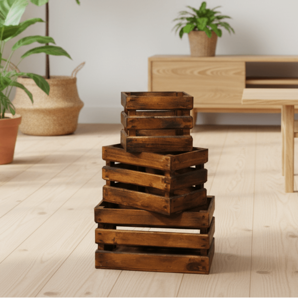 Ancient Wisdom Natural Storage Wooden Fruit Box set of 3 - Brown Blue Green or White Home & Garden > Household Supplies > Storage & Organisation > Household Storage Containers > Wooden Boxes > Natural Storage Solutions > Wooden Fruit Box Sets emmy-jane-boutique.myshopify.com