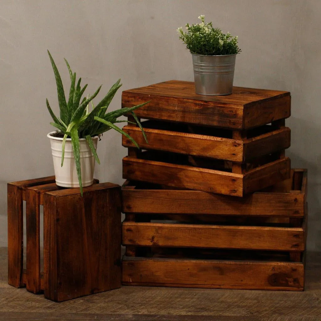 Ancient Wisdom Natural Storage Wooden Fruit Box set of 3 - Brown Blue Green or White Home & Garden > Household Supplies > Storage & Organisation > Household Storage Containers > Wooden Boxes > Natural Storage Solutions > Wooden Fruit Box Sets emmy-jane-boutique.myshopify.com