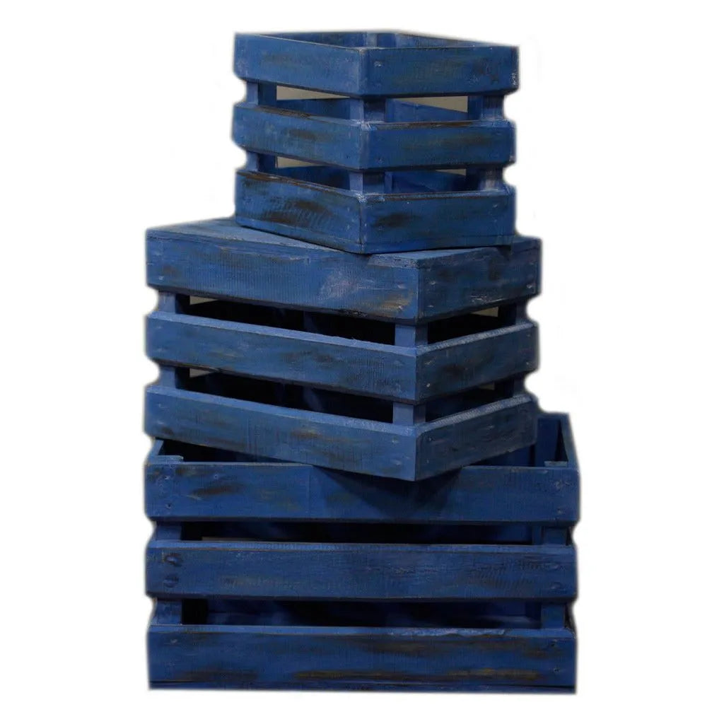 Ancient Wisdom Natural Storage Wooden Fruit Box set of 3 - Brown Blue Green or White Home & Garden > Household Supplies > Storage & Organisation > Household Storage Containers > Wooden Boxes > Natural Storage Solutions > Wooden Fruit Box Sets emmy-jane-boutique.myshopify.com
