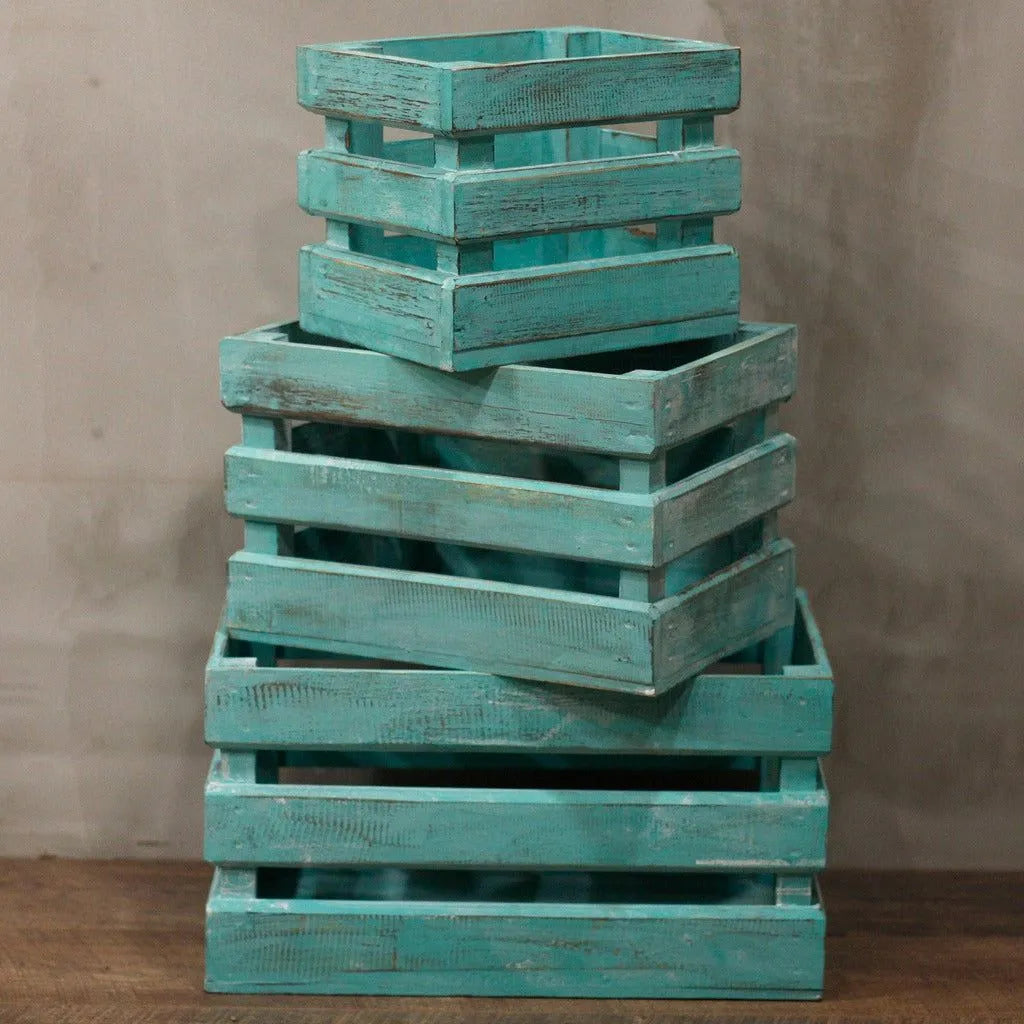 Ancient Wisdom Natural Storage Wooden Fruit Box set of 3 - Brown Blue Green or White Home & Garden > Household Supplies > Storage & Organisation > Household Storage Containers > Wooden Boxes > Natural Storage Solutions > Wooden Fruit Box Sets emmy-jane-boutique.myshopify.com