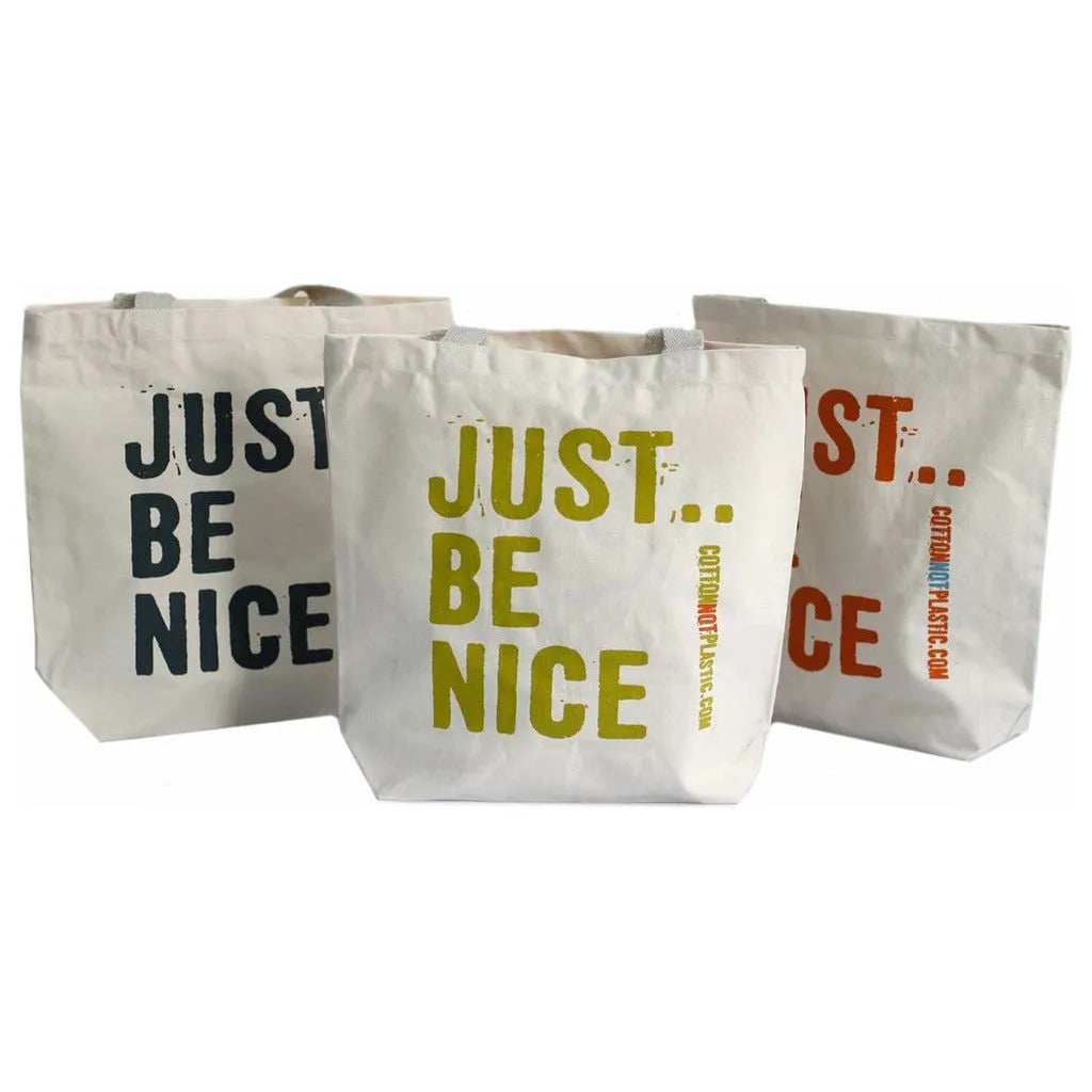 cottonnotplastic.com Just Be Nice - Cotton Shopper Tote Bags - Green Blue Orange or Black Luggage & Bags > Shopping Totes > Shopper Bags > Cotton Tote Bags emmy-jane-boutique.myshopify.com