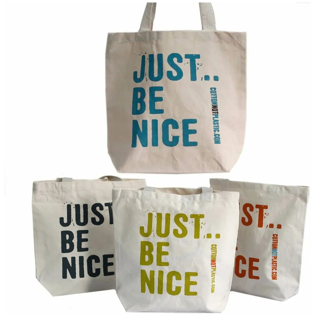 cottonnotplastic.com Just Be Nice - Cotton Shopper Tote Bags - Green Blue Orange or Black Luggage & Bags > Shopping Totes > Shopper Bags > Cotton Tote Bags emmy-jane-boutique.myshopify.com