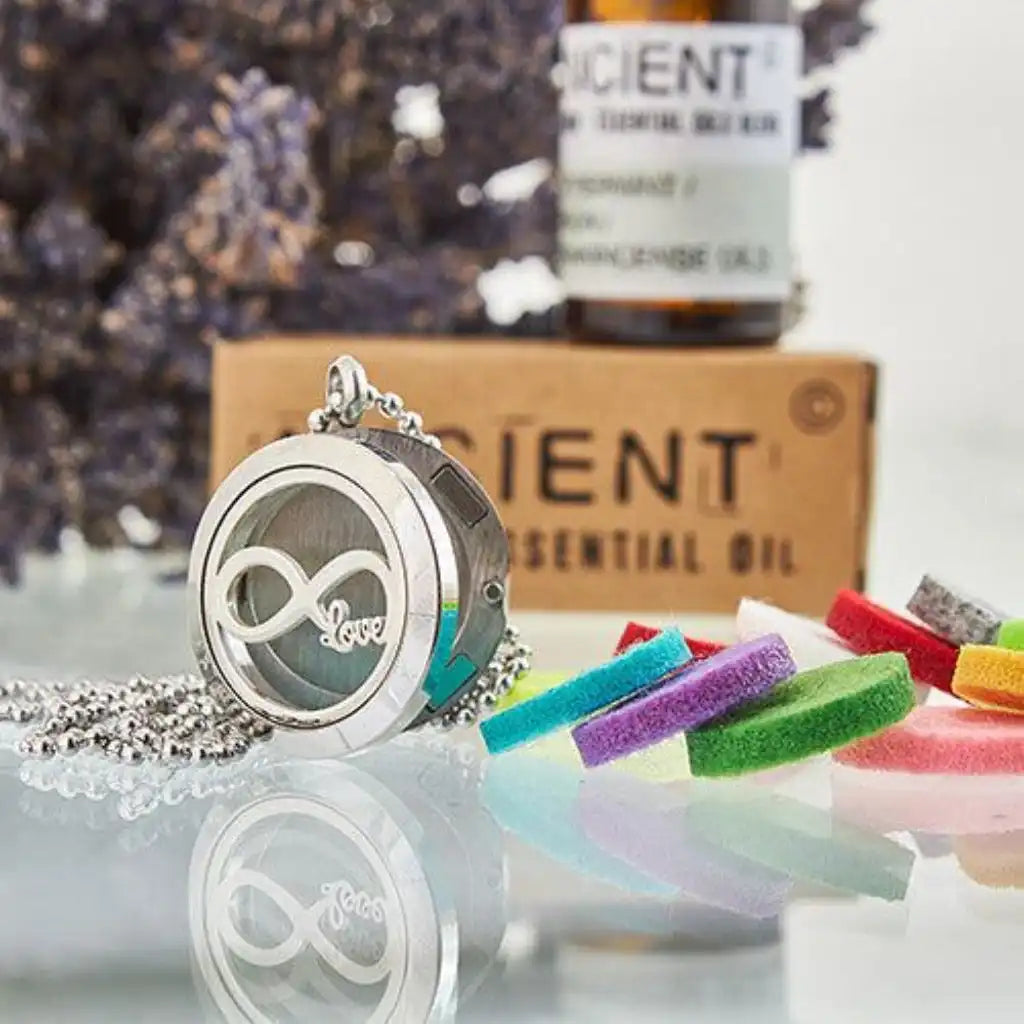Ancient Wisdom Aromatherapy Necklace & Oils Gift Set - Infinity Love Clothing & Accessories > Jewellery & Watches > Necklaces > Womens Necklaces > Aromatherapy Diffuser Necklaces > Aromatherapy Gift Sets emmy-jane-boutique.myshopify.com