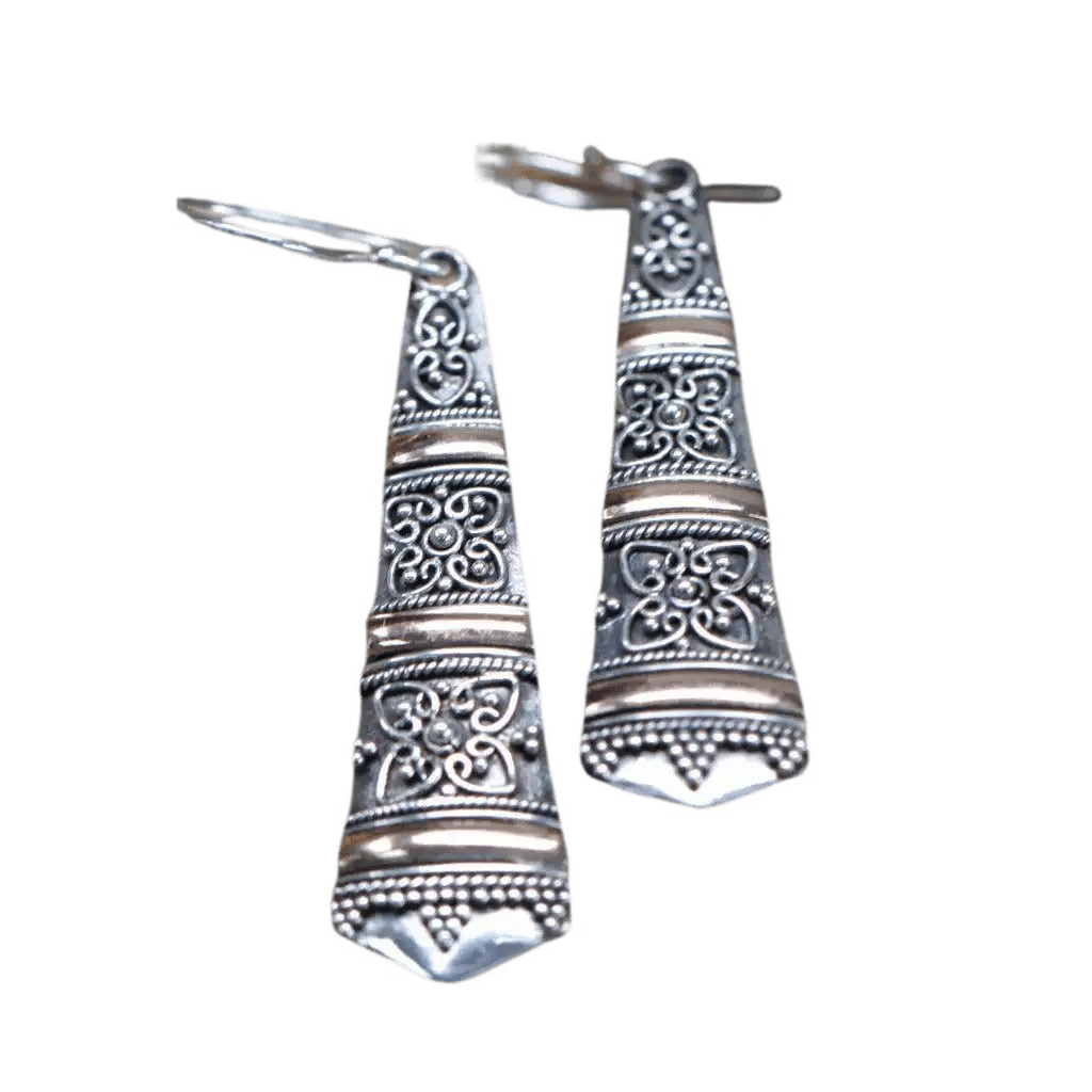 Emmy Jane Handmade Silver & Gold Earrings - Tribal Drop Earrings - Ethically Sourced. Apparel & Accessories > Jewelry > Womens Earrings > Drop Earrings > Silver & Gold Earrings > Bali Jewellery > Handmade Silver & Gold Earrings > Tribal Drop Earrings emmy-jane-boutique.myshopify.com