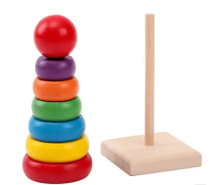 Emmy Jane Educational Wooden Rainbow Tower Stacking Rings Baby & Toddler > Baby Toys & Activity Equipment > Baby Activity Toys > Wooden Toys For Toddlers > Rainbow Stack Towers and Worm Puzzles emmy-jane-boutique.myshopify.com