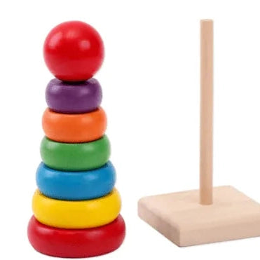 Emmy Jane Educational Wooden Rainbow Tower Stacking Rings Baby & Toddler > Baby Toys & Activity Equipment > Baby Activity Toys > Wooden Toys For Toddlers > Rainbow Stack Towers and Worm Puzzles emmy-jane-boutique.myshopify.com