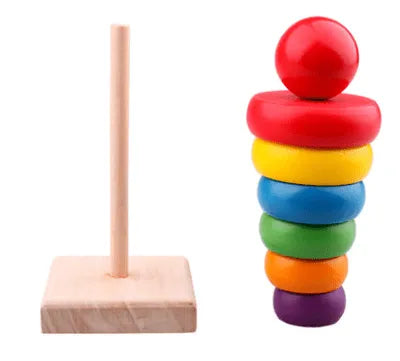 Emmy Jane Educational Wooden Rainbow Tower Stacking Rings Baby & Toddler > Baby Toys & Activity Equipment > Baby Activity Toys > Wooden Toys For Toddlers > Rainbow Stack Towers and Worm Puzzles emmy-jane-boutique.myshopify.com