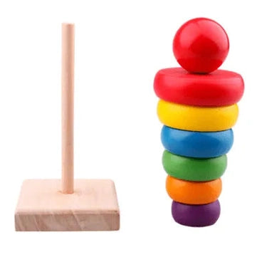 Emmy Jane Educational Wooden Rainbow Tower Stacking Rings Baby & Toddler > Baby Toys & Activity Equipment > Baby Activity Toys > Wooden Toys For Toddlers > Rainbow Stack Towers and Worm Puzzles emmy-jane-boutique.myshopify.com