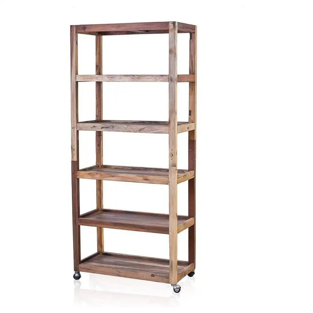 Ancient Wisdom Eco-Friendly Wooden Shelving Unit with Casters - Recycled Teak Wood Shelves Furniture > Shelving > Bookcases & Standing Shelves > Recycled Wooden Shelves > Eco-Friendly Wooden Shelving Unit with Casters > Recycled Teak Wood Shelves emmy-jane-boutique.myshopify.com