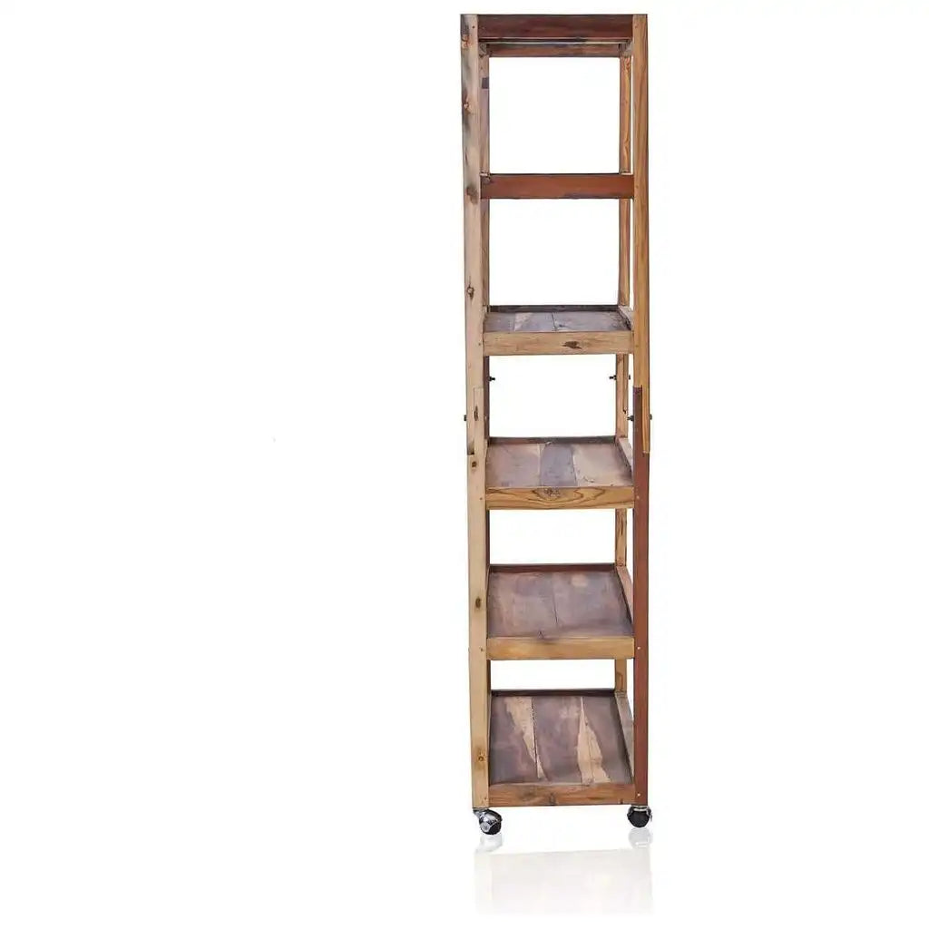 Ancient Wisdom Eco-Friendly Wooden Shelving Unit with Casters - Recycled Teak Wood Shelves Furniture > Shelving > Bookcases & Standing Shelves > Recycled Wooden Shelves > Eco-Friendly Wooden Shelving Unit with Casters > Recycled Teak Wood Shelves emmy-jane-boutique.myshopify.com