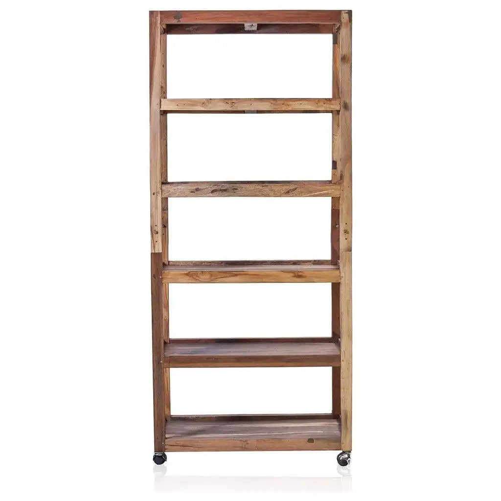 Ancient Wisdom Eco-Friendly Wooden Shelving Unit with Casters - Recycled Teak Wood Shelves Furniture > Shelving > Bookcases & Standing Shelves > Recycled Wooden Shelves > Eco-Friendly Wooden Shelving Unit with Casters > Recycled Teak Wood Shelves emmy-jane-boutique.myshopify.com