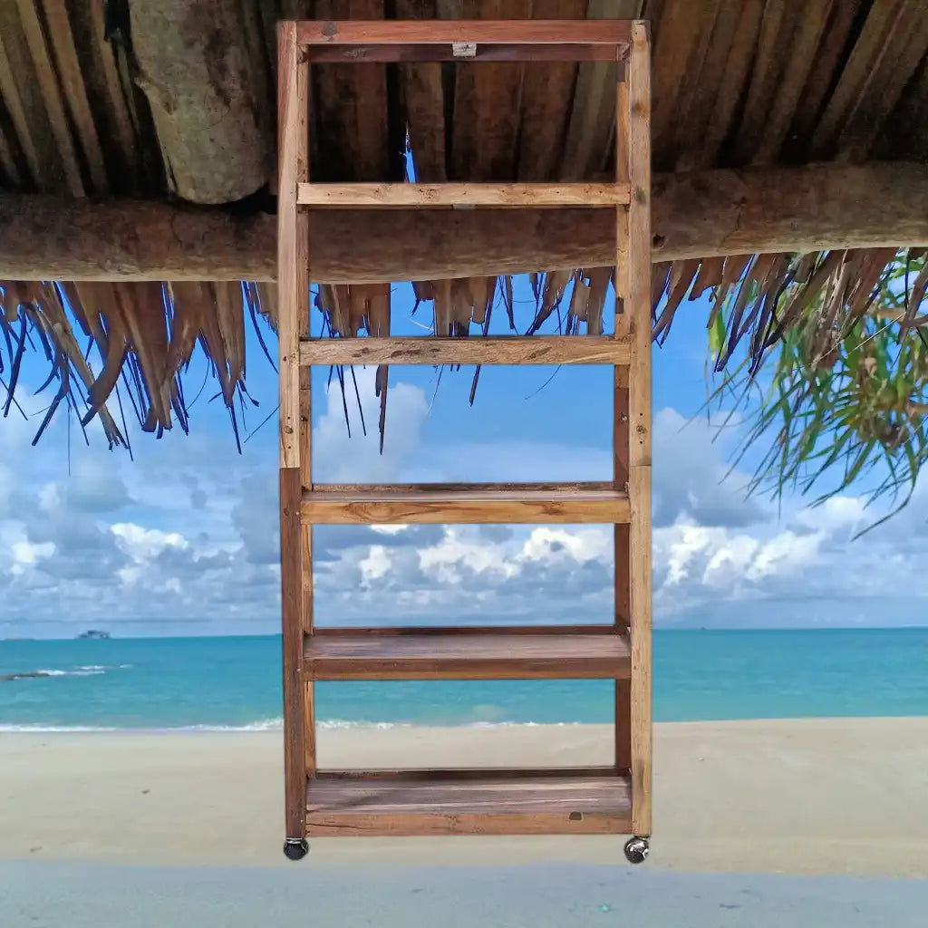 Ancient Wisdom Eco-Friendly Wooden Shelving Unit with Casters - Recycled Teak Wood Shelves Furniture > Shelving > Bookcases & Standing Shelves > Recycled Wooden Shelves > Eco-Friendly Wooden Shelving Unit with Casters > Recycled Teak Wood Shelves emmy-jane-boutique.myshopify.com
