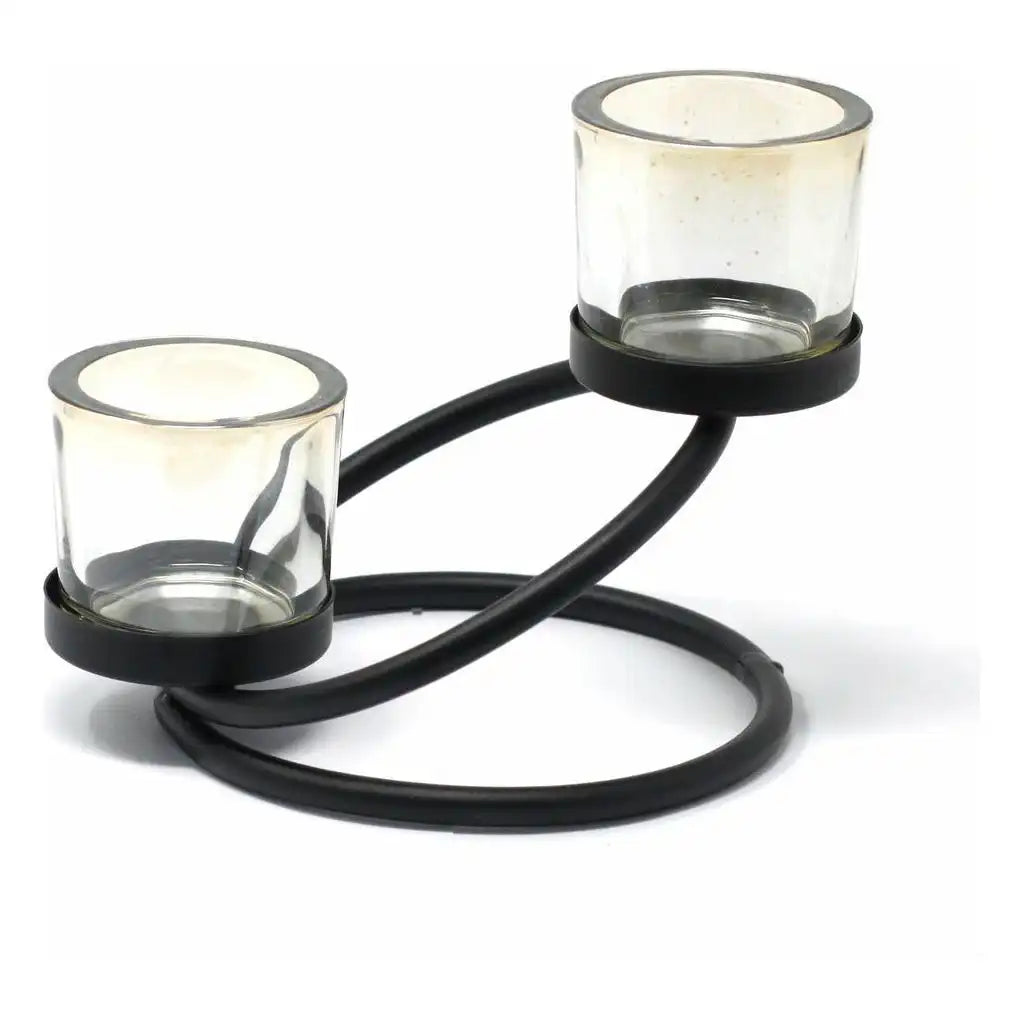 Ancient Wisdom Centrepiece Iron Votive Candle Holder - 2 Cup Double Step Home & Garden > Decor > Home Fragrance Accessories > Candle Holders > Centrepiece Iron & Glass Votive Candle Holder > 2 Cup Tealight Holders emmy-jane-boutique.myshopify.com