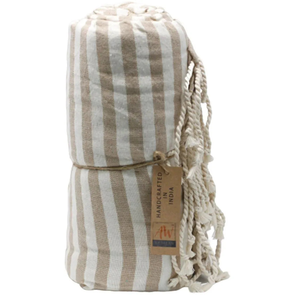 AW Artisan Pareo Indian Cotton Towels - Striped Design Beach Towel Home & Garden > Linens & Bedding > Towels > Bath Towels & Washcloths > Indian Cotton Blend Pareo Towels emmy-jane-boutique.myshopify.com