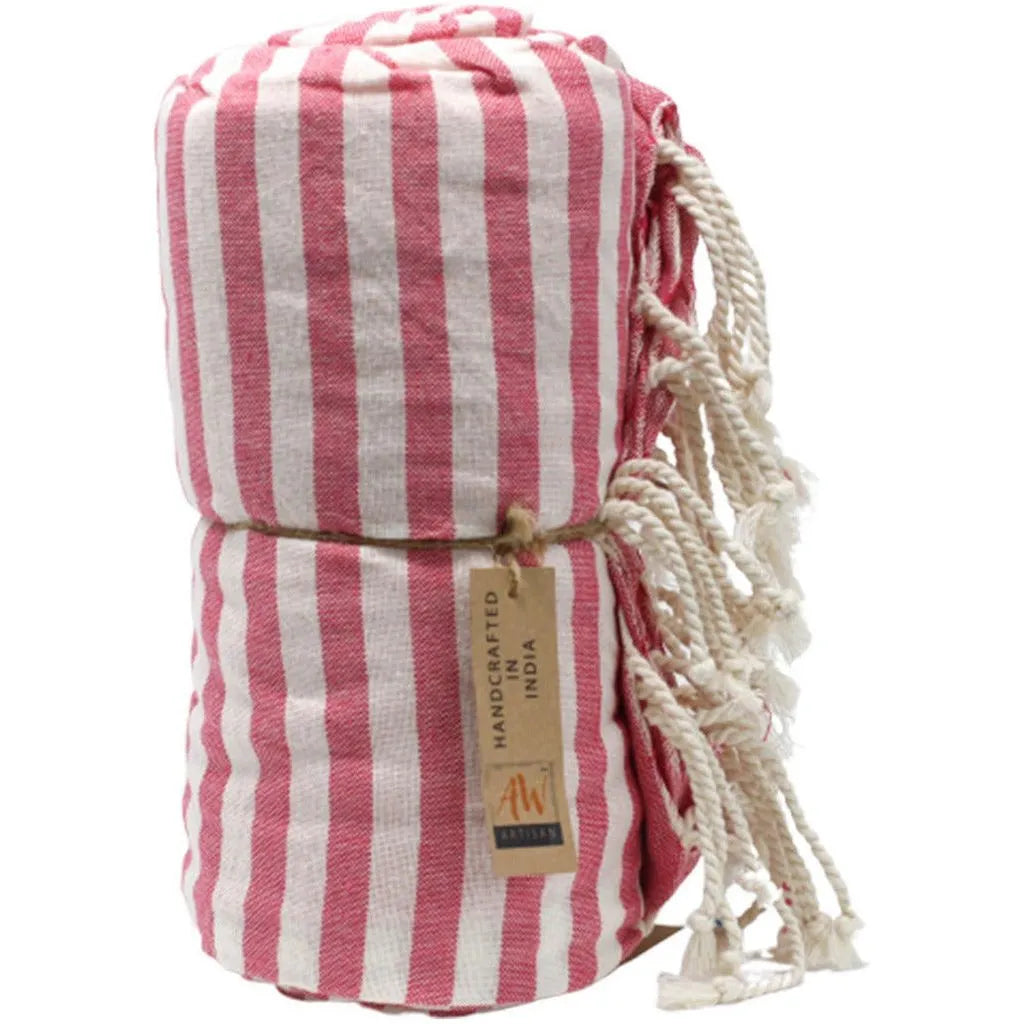 AW Artisan Pareo Indian Cotton Towels - Striped Design Beach Towel Home & Garden > Linens & Bedding > Towels > Bath Towels & Washcloths > Indian Cotton Blend Pareo Towels emmy-jane-boutique.myshopify.com