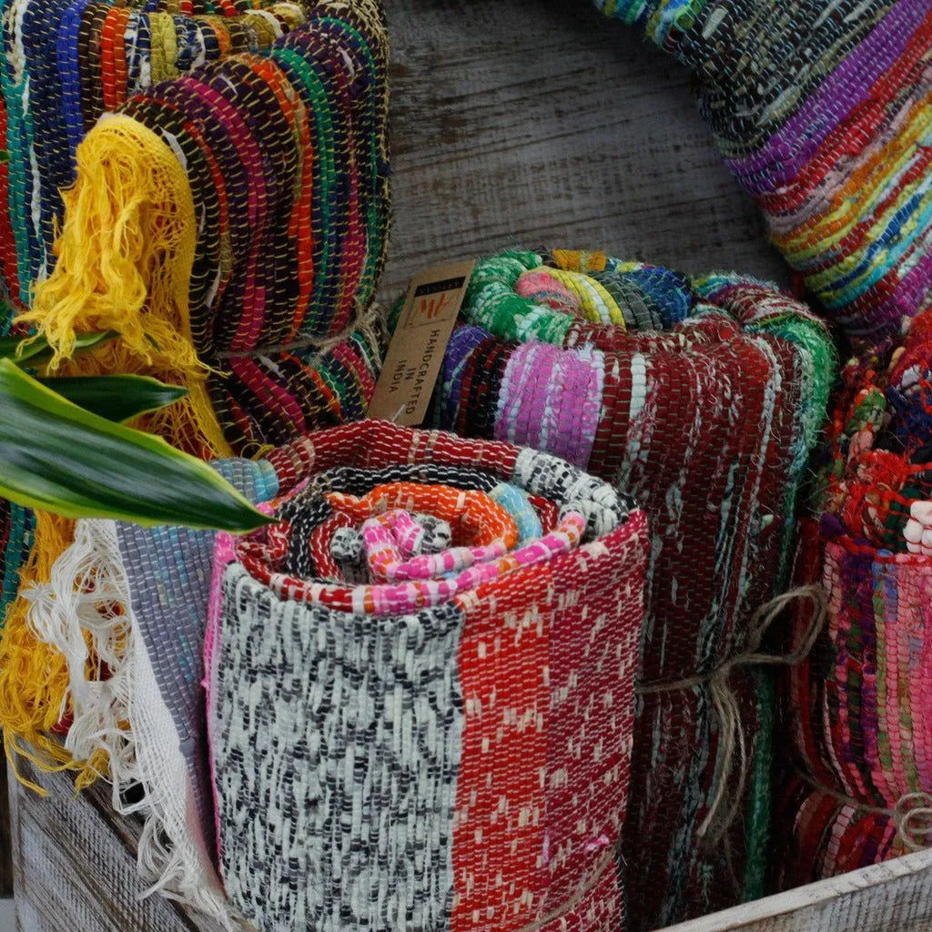 Ancient Wisdom Handmade Indian Rag Rugs - 4 Colours - Cotton & Recycled Materials - Fairly Traded Home & Garden > Decor > Rugs > Cotton Rugs > Handmade Indian Rag Rugs emmy-jane-boutique.myshopify.com