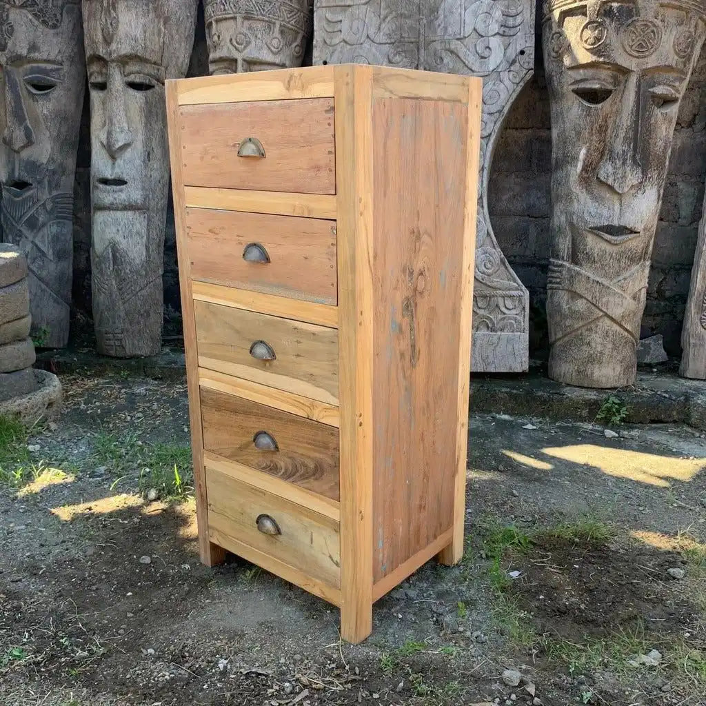 Ancient Wisdom Tall Wooden Chest of Drawers - Upcycled Wood from Retired Fishing Boats. Furniture > Cabinets & Storage > Storage & Organization > Household Storage Drawers > Tall Wooden Chest of Drawers > Drawers made from Upcycled Wood from Retired Fishing Boats. emmy-jane-boutique.myshopify.com