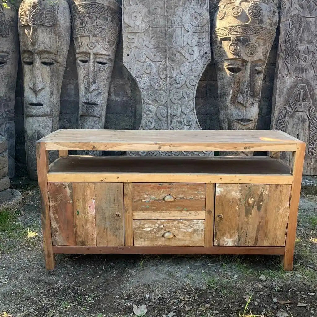 Ancient Wisdom Wooden TV Stand - Upcycled Teak Wood Cupboard - Recycled & Fairly Traded Furniture > Entertainment Centers & TV Stands > Wooden TV Stands > Upcycled Teak Wood Cupboard > Recycled & Fairly Traded Furniture emmy-jane-boutique.myshopify.com