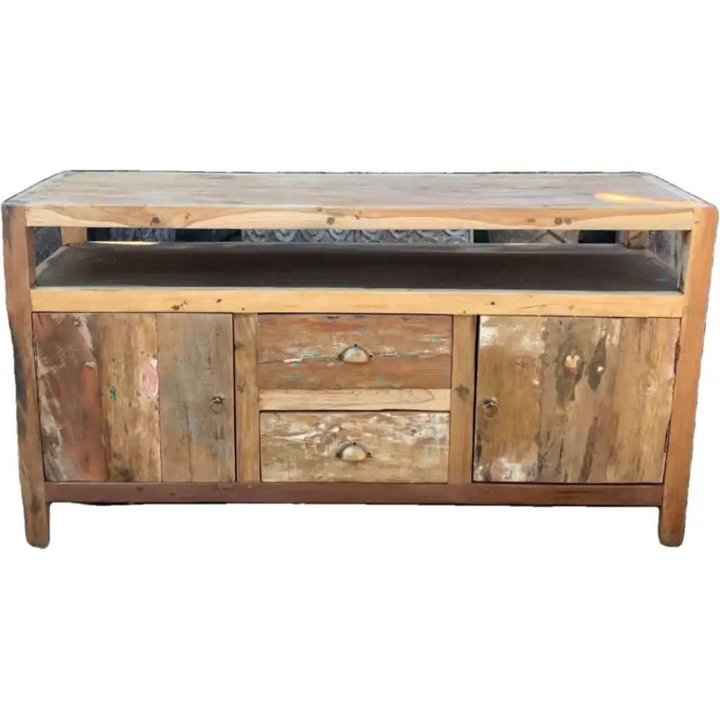 Ancient Wisdom Wooden TV Stand - Upcycled Teak Wood Cupboard - Recycled & Fairly Traded Furniture > Entertainment Centers & TV Stands > Wooden TV Stands > Upcycled Teak Wood Cupboard > Recycled & Fairly Traded Furniture emmy-jane-boutique.myshopify.com