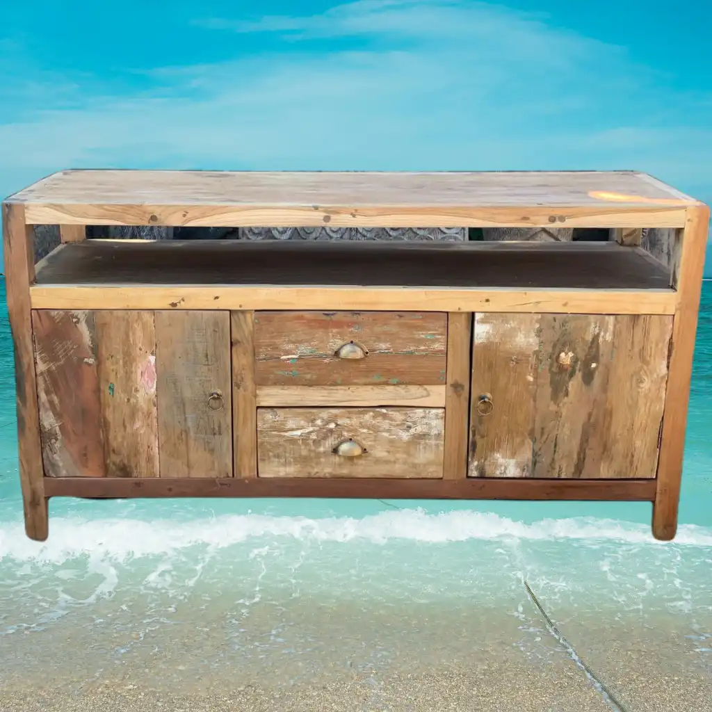 Ancient Wisdom Wooden TV Stand - Upcycled Teak Wood Cupboard - Recycled & Fairly Traded Furniture > Entertainment Centers & TV Stands > Wooden TV Stands > Upcycled Teak Wood Cupboard > Recycled & Fairly Traded Furniture emmy-jane-boutique.myshopify.com