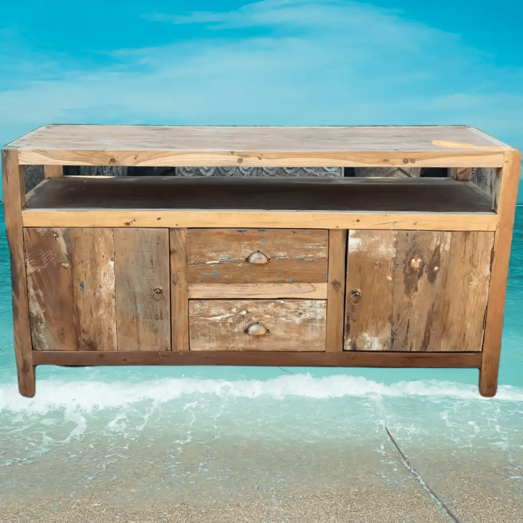 Ancient Wisdom Wooden TV Stand - Upcycled Teak Wood Cupboard - Recycled & Fairly Traded Furniture > Entertainment Centers & TV Stands > Wooden TV Stands > Upcycled Teak Wood Cupboard > Recycled & Fairly Traded Furniture emmy-jane-boutique.myshopify.com