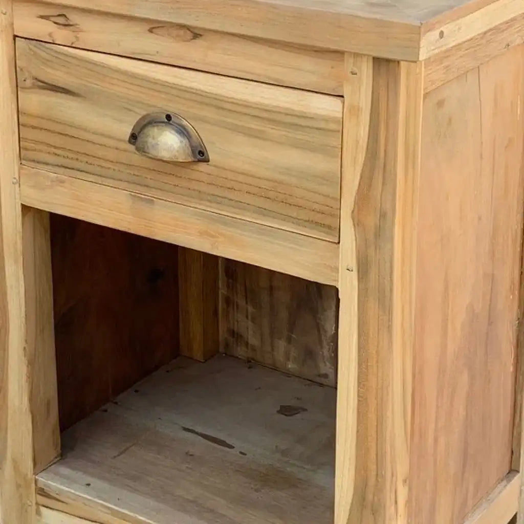 Ancient Wisdom Handmade Bedside Table - Upcycled Teak Wood Nightstand - Natural Homeware Furniture > Tables > Nightstands > Handmade Bedside Table > Upcycled Teak Wood Nightstand > Natural Homeware emmy-jane-boutique.myshopify.com