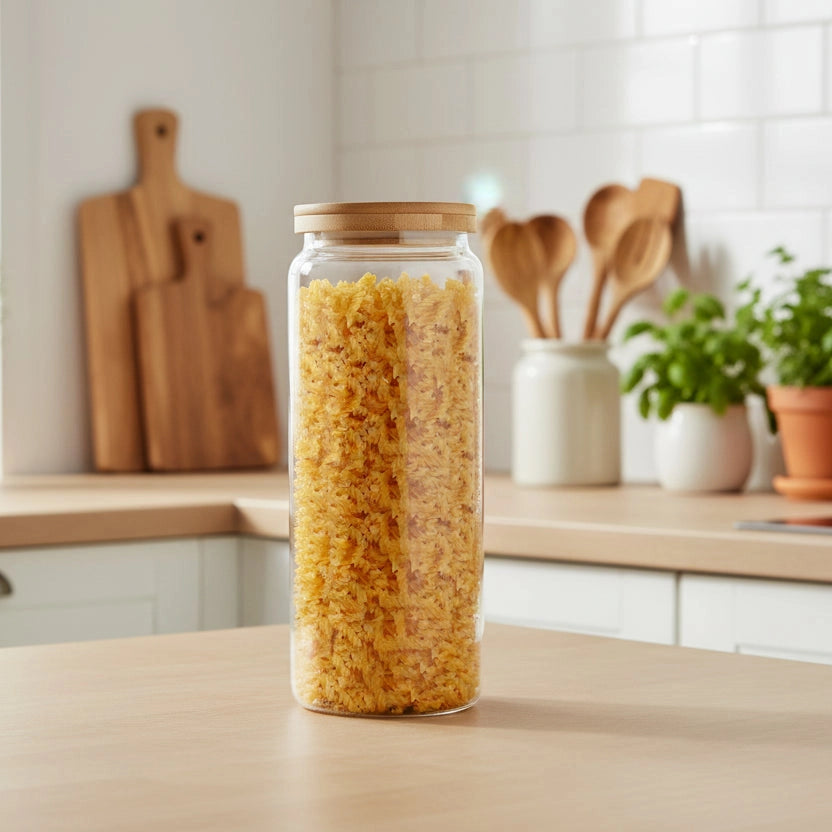 AW Earth Eco Friendly Cottage Bamboo & Glass Storage Jars - Natural Home Storage Home & Garden > Household Supplies > Storage & Organisation > Household Storage Containers > Eco Friendly Storage Jars emmy-jane-boutique.myshopify.com