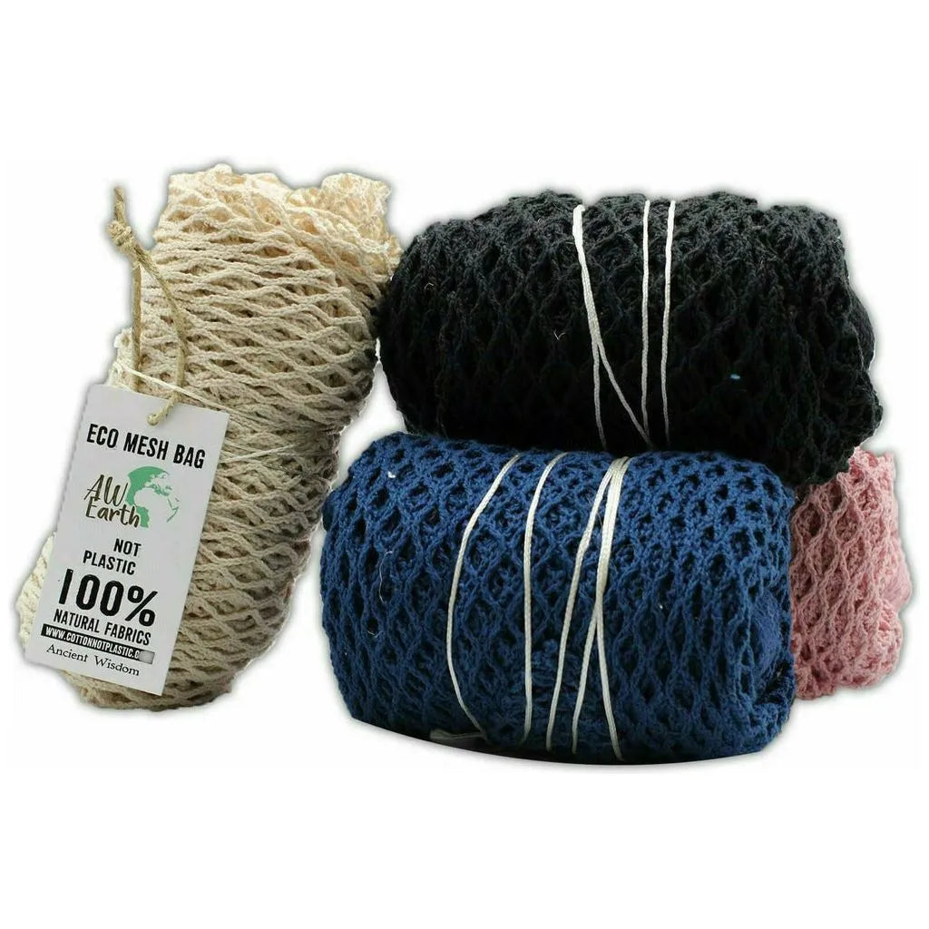 AWEarth AW Earth - Pure Cotton Mesh Bag - Natural Denim Blue Pink or Black Apparel & Accessories > Handbags, Wallets & Cases > Shopper Bags > Pure Cotton Mesh Bags emmy-jane-boutique.myshopify.com