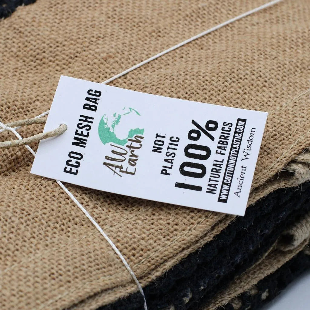 AW Earth Reusable Natural Shopping Bag - Pure Soft Jute and Cotton Mesh Bag Luggage & Bags > Shopping Totes > Tote Bags > Jute and Cotton Mesh Bag > Reusable Natural Shopping Bags emmy-jane-boutique.myshopify.com