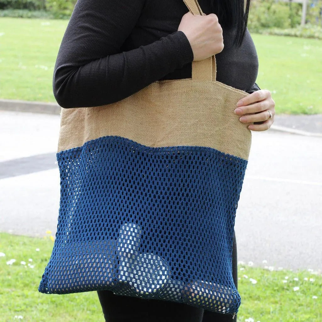 AW Earth Reusable Natural Shopping Bag - Pure Soft Jute and Cotton Mesh Bag Luggage & Bags > Shopping Totes > Tote Bags > Jute and Cotton Mesh Bag > Reusable Natural Shopping Bags emmy-jane-boutique.myshopify.com