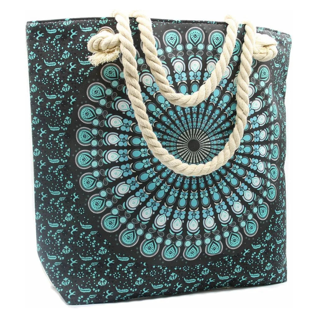 Ancient Wisdom Large Beach Bag - Rope Handled Mandela - Blue Shades Luggage & Bags > Shopping Totes > Shopper Bags > Beach Bags > Rope Handled Mandela Shopper Bag > Blue Beach Bags emmy-jane-boutique.myshopify.com