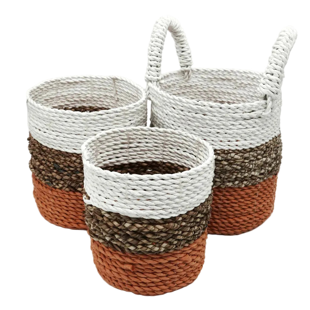 Ancient Wisdom Handwoven Indonesian Seagrass Baskets - Set of 3
