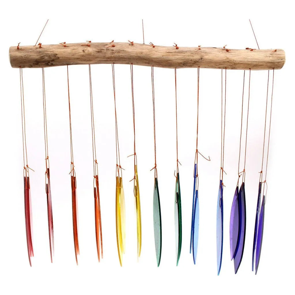 Ancient Wisdom Wind Chime - Handmade in Indonesia with Recycled Rainbow Glass & Driftwood Home & Garden > Decor > Wind Chimes emmy-jane-boutique.myshopify.com