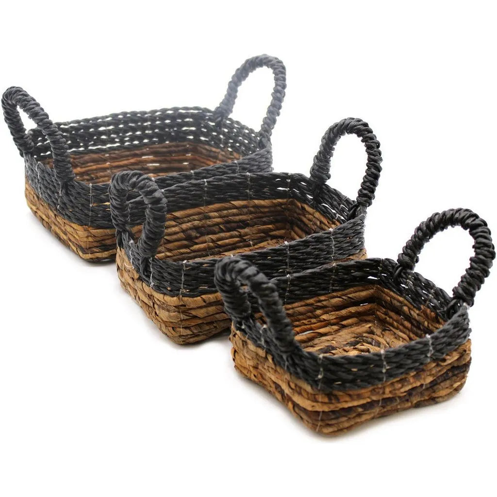 Ancient Wisdom Eco-Friendly Baskets Banana Leaf & Seagrass Square Set of 3 Natural Home Storage Home & Garden > Household Supplies > Storage & Organisation > Household Storage Containers > Storage Baskets emmy-jane-boutique.myshopify.com