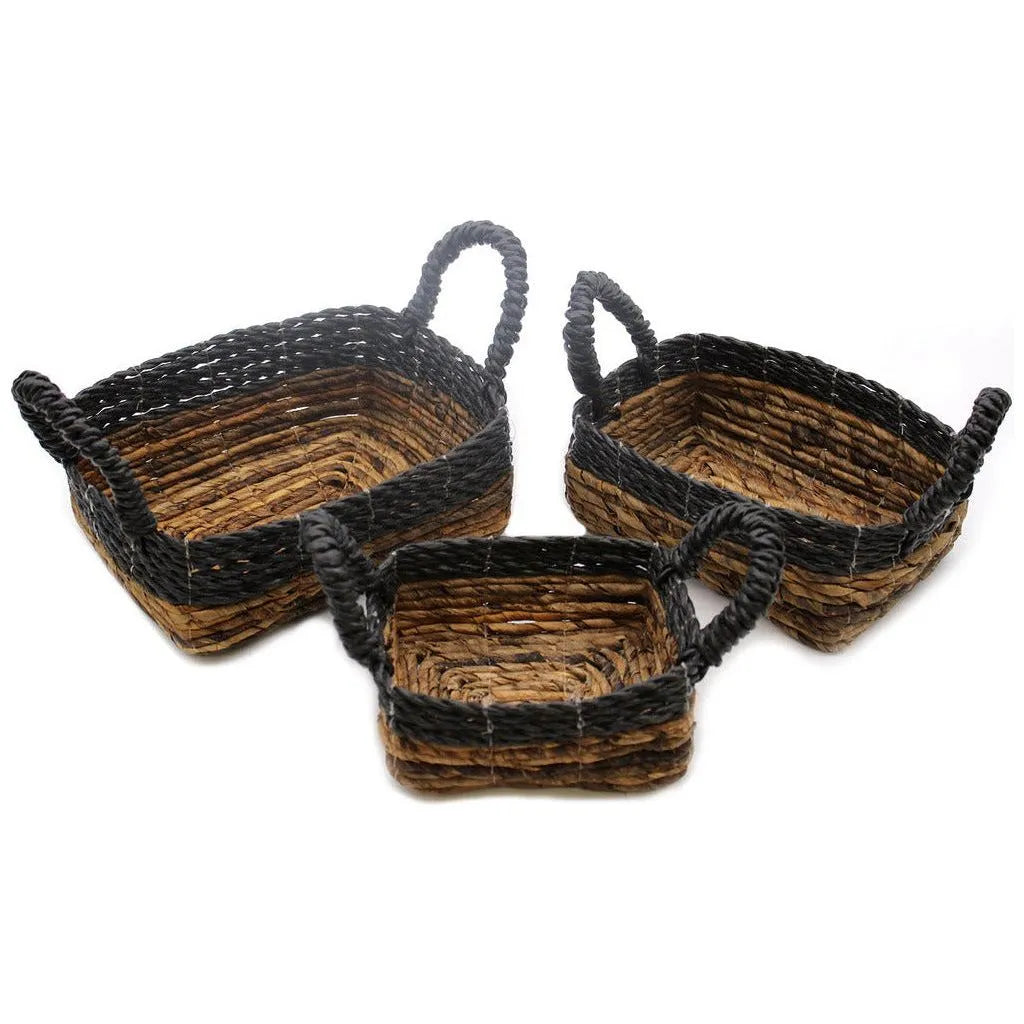 Ancient Wisdom Eco-Friendly Baskets Banana Leaf & Seagrass Square Set of 3 Natural Home Storage Home & Garden > Household Supplies > Storage & Organisation > Household Storage Containers > Storage Baskets emmy-jane-boutique.myshopify.com