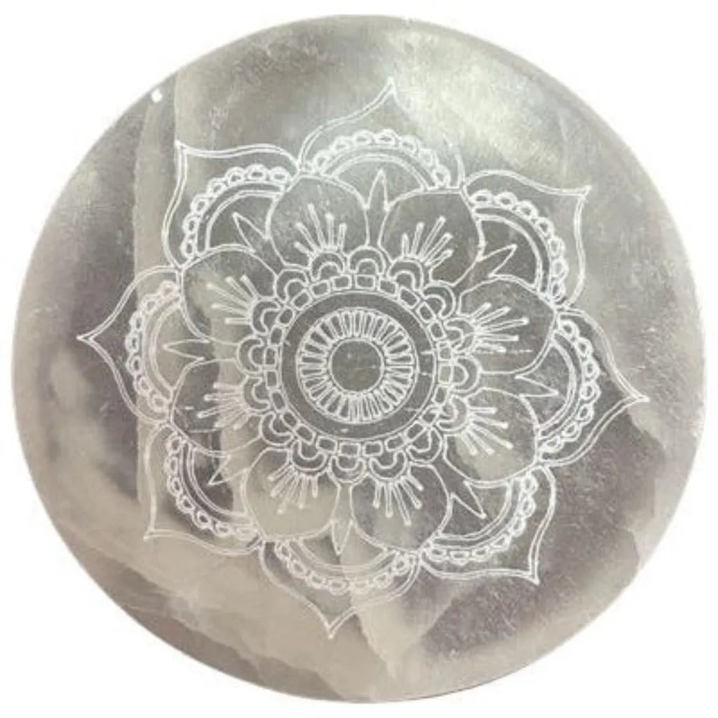 Ancient Wisdom Decorative Selenite Charging Plates - Mandala Feng Shui or Natural Designs Home & Garden > Decor > Decorative Plates >Decorative Selenite Charging Plates emmy-jane-boutique.myshopify.com