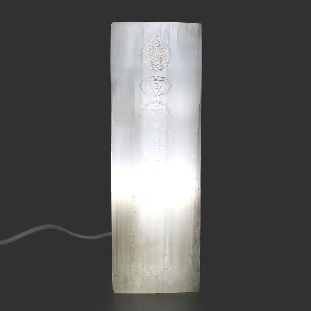Emmy Jane Natural Selenite Stone Block Lamp - Tree of Life or Chakra - Fairly Traded Home & Garden > Lighting > Lamps > Natural Selenite Lamps emmy-jane-boutique.myshopify.com