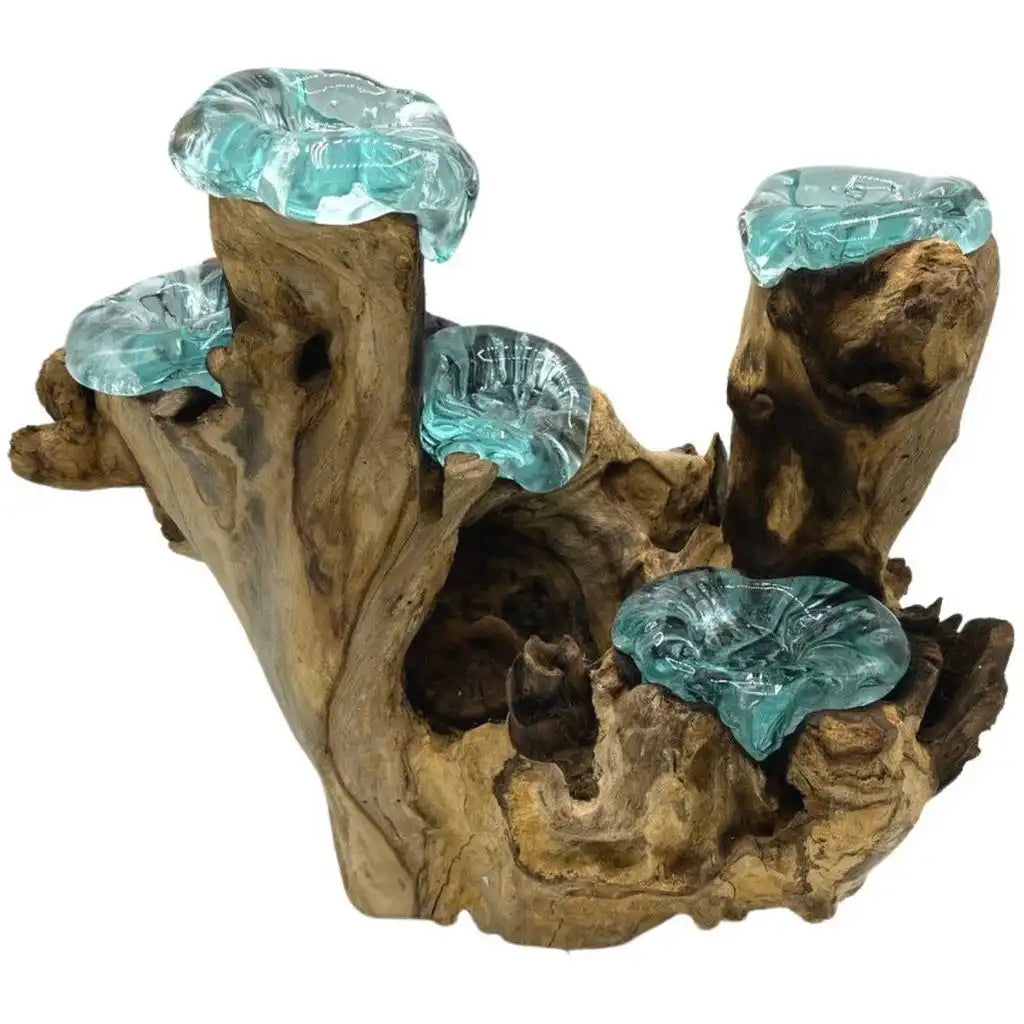 Ancient Wisdom Candle Holder Handmade Tealight Holder - Recycled Molton Glass on Gamel Wood Home & Garden > Decor > Home Fragrance Accessories > Candle Holders emmy-jane-boutique.myshopify.com