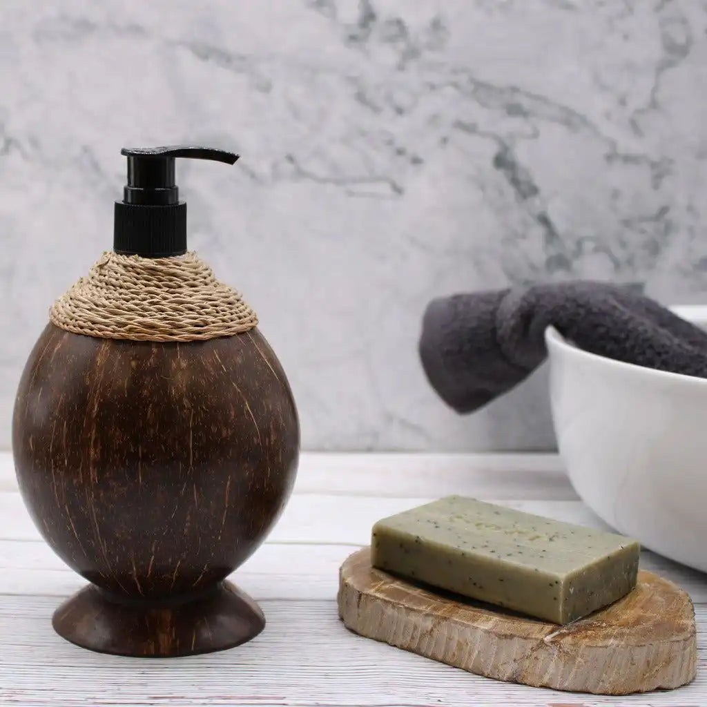 Emmy Jane Wooden Soap Dispensers - Handmade Natural Coconut & Sustainable Teak Wood Home & Garden > Bathroom Accessories > Soap & Lotion Dispensers > Handmade Natural Coconut & Sustainable Teak Wood Soap Dispensers emmy-jane-boutique.myshopify.com