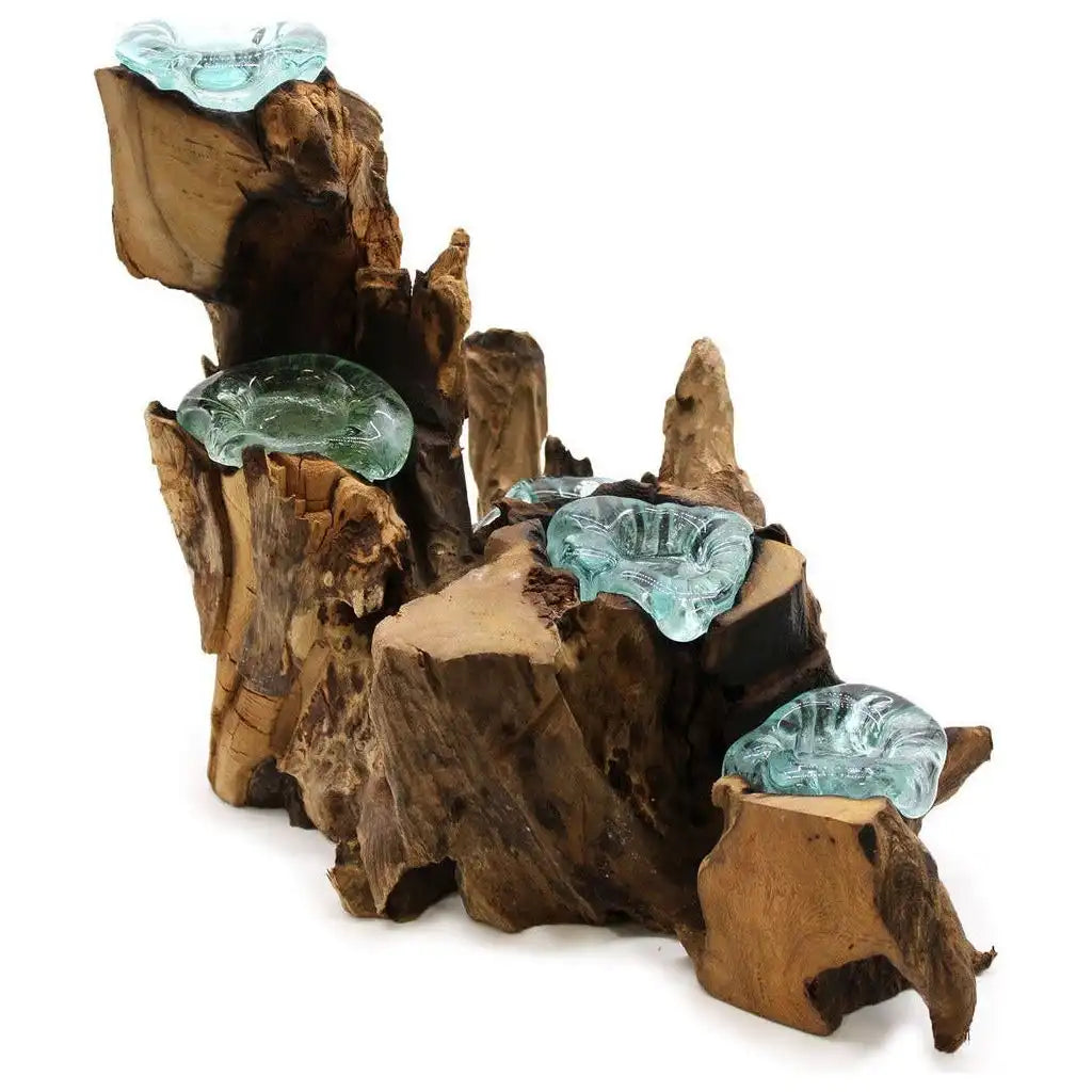 Ancient Wisdom Candle Holder Handmade Tealight Holder - Recycled Molton Glass on Gamel Wood Home & Garden > Decor > Home Fragrance Accessories > Candle Holders emmy-jane-boutique.myshopify.com