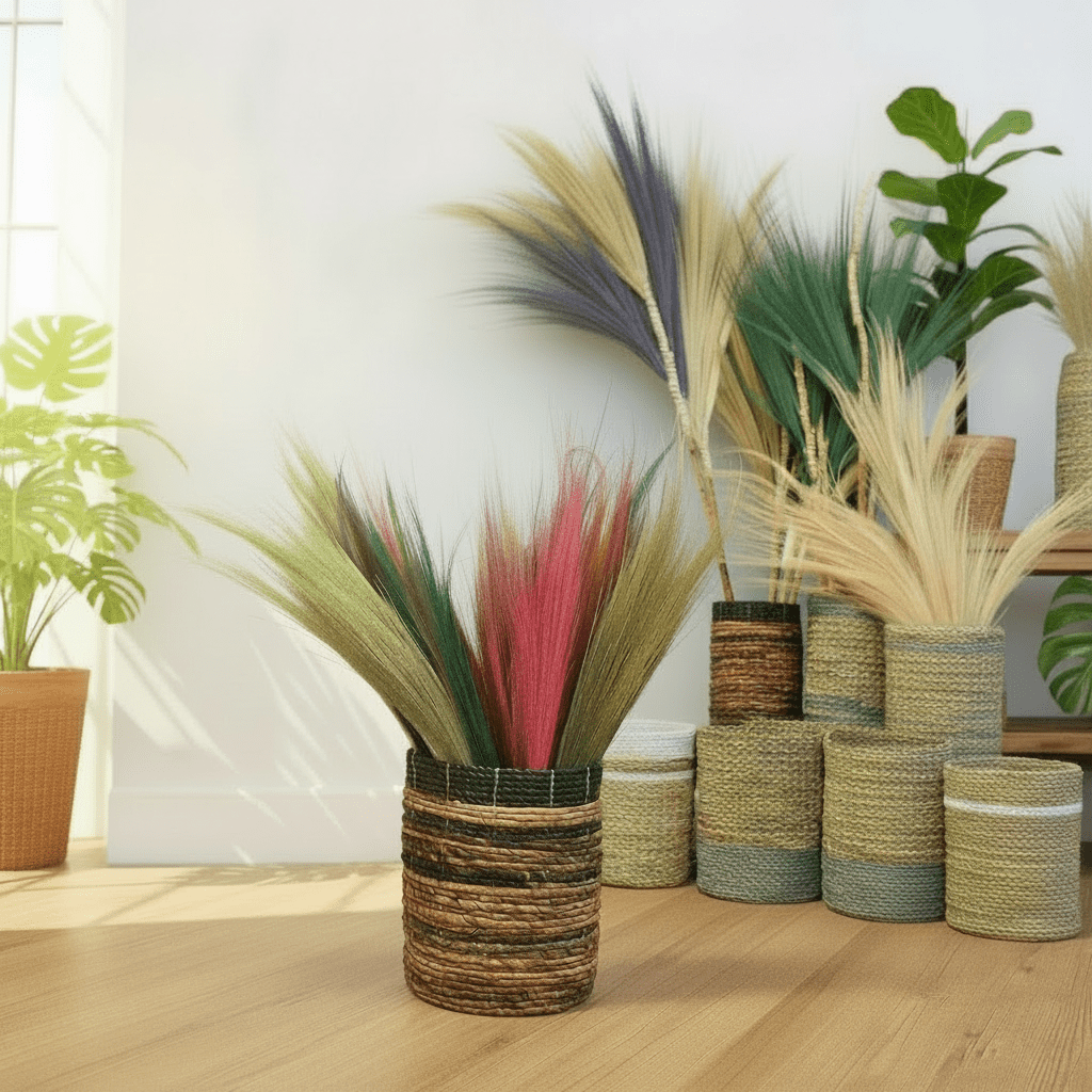 Natural Homeware - Pampas Grass Broom Set of 4 - Sustainable & Fairly Traded