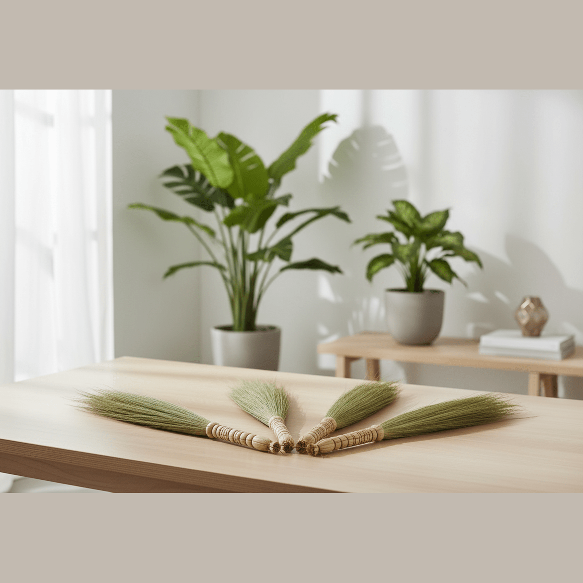 Natural Homeware - Pampas Grass Broom Set of 4 - Sustainable & Fairly Traded