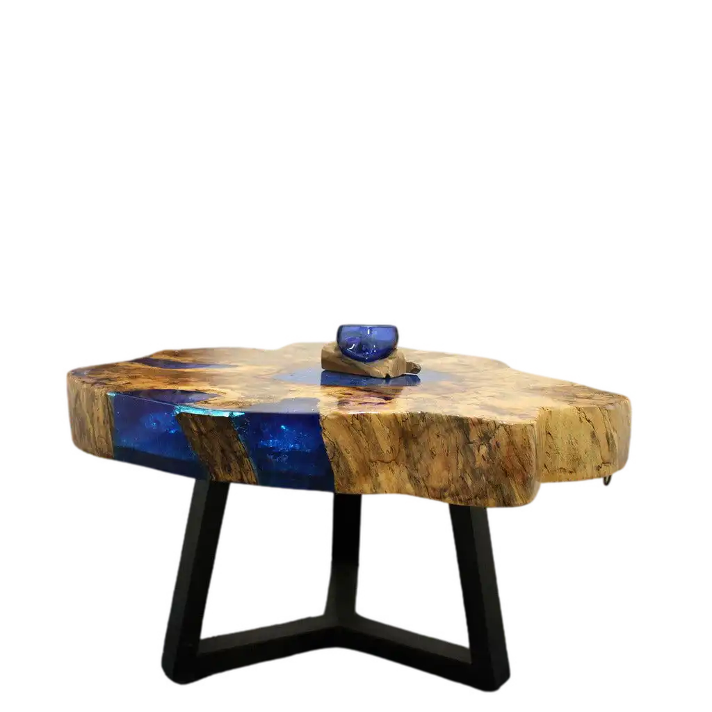 Ancient Wisdom Wooden Coffee Table - Natural Tamarind Wood and Resin - Aqua and Sky Blue Furniture > Tables > Accent Tables > Coffee Tables > Wooden Coffee Table > Natural Tamarind Wood and Resin Accent Tables > Aqua and Sky Blue Coffee Tables emmy-jane-boutique.myshopify.com
